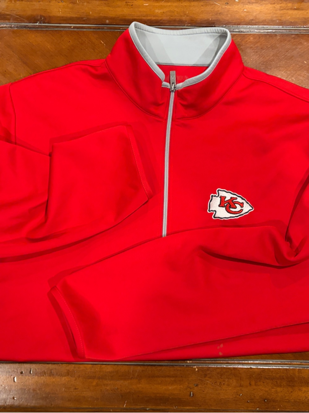 Antigua Kansas City Chiefs Red & Gray Quarter-Zip Windbreaker